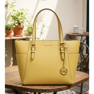 Michael Kors Charlotte Large Top Zip Shoulder Tote Bag Golden Yellow (NWT)